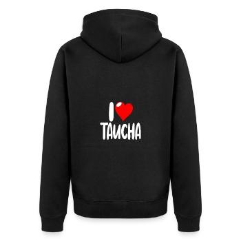 Taucha - Unisex Premium Bio Zip Hoodie - Schwarz - Hinten - Nico (187cm)