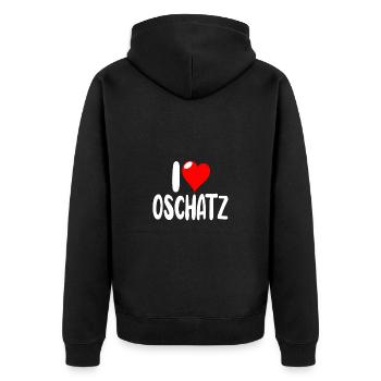 Oschatz - Unisex Premium Bio Zip Hoodie - Schwarz - Hinten - Nico (187cm)