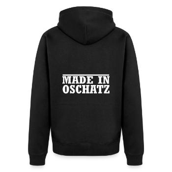 Oschatz - Unisex Premium Bio Zip Hoodie - Schwarz - Hinten - Nico (187cm)