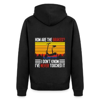 E-Scooter Elektrik Batterie - Unisex Premium Bio Zip Hoodie - Schwarz - Hinten - Nico (187cm)