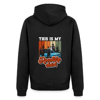 Urlaub Outdoor Sommer Auto - Unisex Premium Bio Zip Hoodie - Schwarz - Hinten - Nico (187cm)