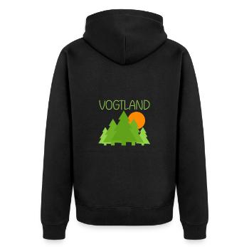 Vogtland - Unisex Premium Bio Zip Hoodie - Schwarz - Hinten - Nico (187cm)