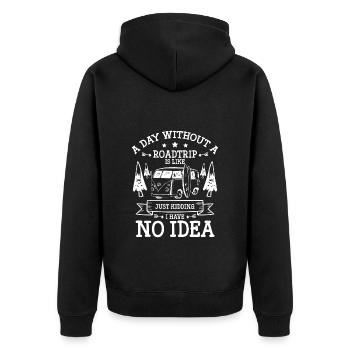 Road trip trip summer mountains - Unisex Premium Organic Zip Hoodie - black - Back - Nico (187cm)