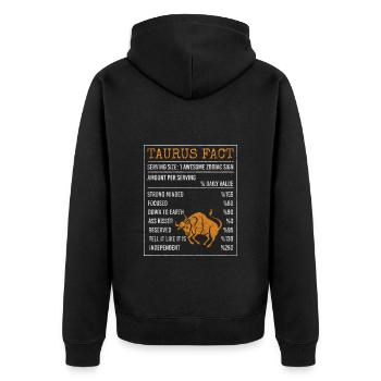 Stier Tierkreiszeichen April Sternbild - Unisex Premium Bio Zip Hoodie - Schwarz - Hinten - Nico (187cm)