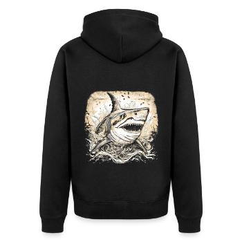Requin rétro cool juste sauter hors de l’eau - Veste à capuche bio Premium Unisexe - noir - Dos - Nico (187cm)