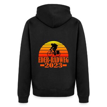 Eder radweg - Unisex Premium Bio Zip Hoodie - Schwarz - Hinten - Nico (187cm)