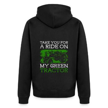 Tractor Attachment Farmer's Stable - Unisex Premium Organic Zip Hoodie - black - Back - Nico (187cm)