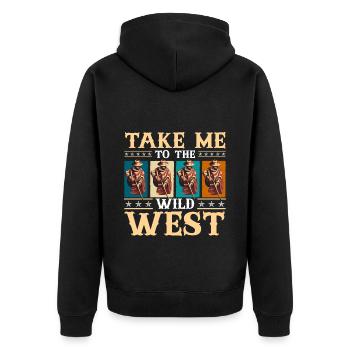 Wilder Westen - Unisex Premium Bio Zip Hoodie - Schwarz - Hinten - Nico (187cm)