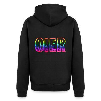 Oier RS Rainbow - Unisex Premium Organic Zip Hoodie - black - Back - Nico (187cm)