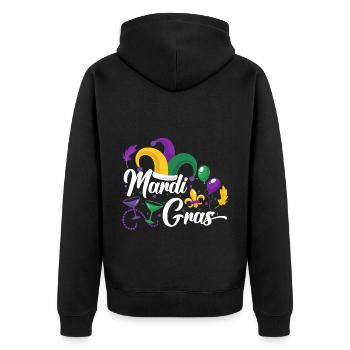 Mardi Gras New Orleans Mardi - Unisex Premium Bio Zip Hoodie - Schwarz - Hinten - Nico (187cm)