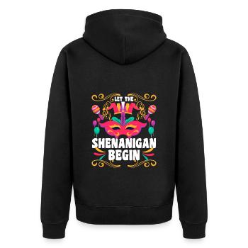 Party Kostüm Mardi Dienstag - Unisex Premium Bio Zip Hoodie - Schwarz - Hinten - Nico (187cm)