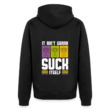 Karneval Kostüm Perlen Maske - Unisex Premium Bio Zip Hoodie - Schwarz - Hinten - Nico (187cm)