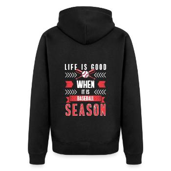 Baseballspieler Catcher Softball - Unisex Premium Bio Zip Hoodie - Schwarz - Hinten - Nico (187cm)