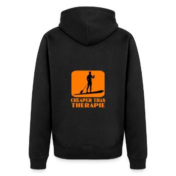 standup paddeln - Unisex Premium Bio Zip Hoodie - Schwarz - Hinten - Nico (187cm)