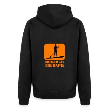 standup paddeln - Unisex Premium Bio Zip Hoodie - Schwarz - Hinten - Nico (187cm)