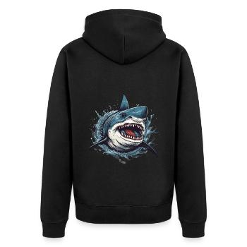 Requin rétro cool juste sauter hors de l’eau - Veste à capuche bio Premium Unisexe - noir - Dos - Nico (187cm)