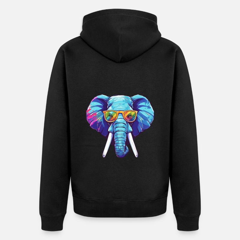 Elefant - Unisex Premium Bio Zip Hoodie - Schwarz
