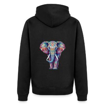 Elefant - Unisex Premium Bio Zip Hoodie - Schwarz - Hinten - Nico (187cm)