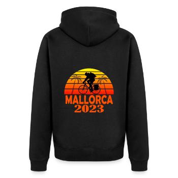 Fahrrad Mallorca 2023 - Unisex Premium Bio Zip Hoodie - Schwarz - Hinten - Nico (187cm)