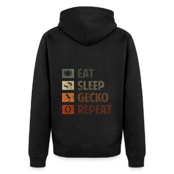 Gecko Tropisch Tier Reptilienliebhaber - Unisex Premium Bio Zip Hoodie - Schwarz - Hinten - Nico (187cm)