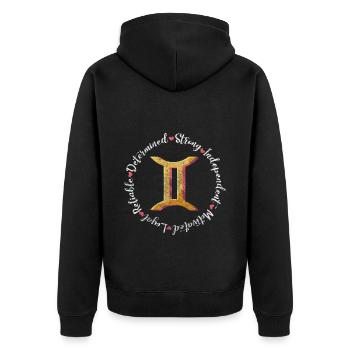 Gemini May Date of Birth - Unisex Premium Organic Zip Hoodie - black - Back - Nico (187cm)