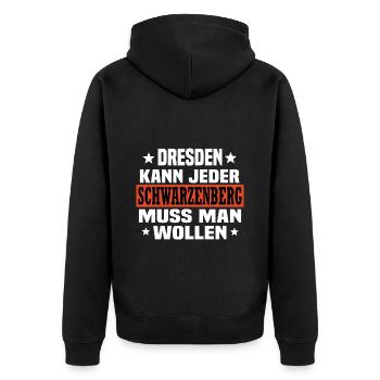 Schwarzenberg - Unisex Premium Bio Zip Hoodie - Schwarz - Hinten - Nico (187cm)