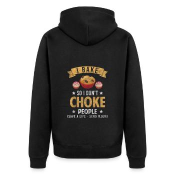 Bäcker Kuchen Torten - Unisex Premium Bio Zip Hoodie - Schwarz - Hinten - Nico (187cm)