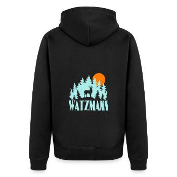 Watzmann - Unisex Premium Bio Zip Hoodie - Schwarz - Hinten - Nico (187cm)