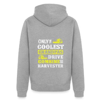 Récolter les légumes fermiers - Veste à capuche bio Premium Unisexe - gris chiné - Dos - Nico (187cm)