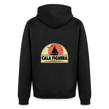 Cala Figuera - Unisex Premium Bio Zip Hoodie - Schwarz - Hinten - Nico (187cm)
