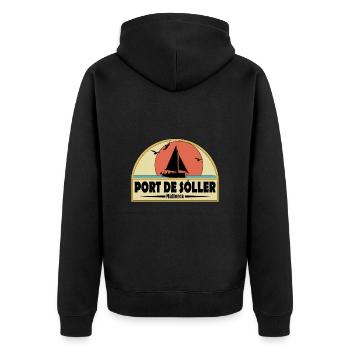 Port de Soller - Unisex Premium Bio Zip Hoodie - Schwarz - Hinten - Nico (187cm)