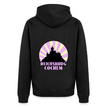 Reichsburg Cochem - Unisex Premium Bio Zip Hoodie - Schwarz - Hinten - Nico (187cm)