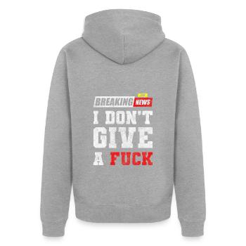 Kein Interesse Gleichgültigkeit - Unisex Premium Bio Zip Hoodie - Grau meliert - Hinten - Nico (187cm)