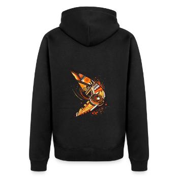 Australischer Bumerang mit Ethno Muster - Unisex Premium Bio Zip Hoodie - Schwarz - Hinten - Nico (187cm)