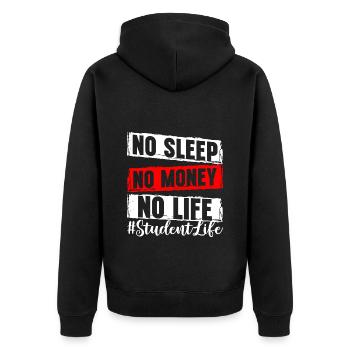 Universität Lehrer Nerd Lernen - Unisex Premium Bio Zip Hoodie - Schwarz - Hinten - Nico (187cm)