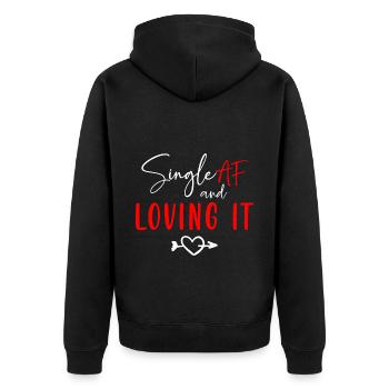Alone love bachelorette humor - Unisex Premium Organic Zip Hoodie - black - Back - Nico (187cm)
