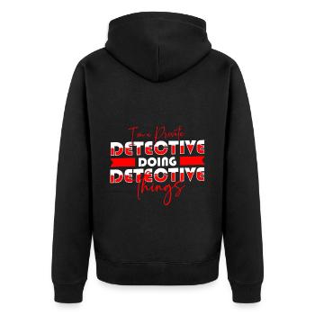 Privatdetektiv Hinweis Spur Geheimnis - Unisex Premium Bio Zip Hoodie - Schwarz - Hinten - Nico (187cm)