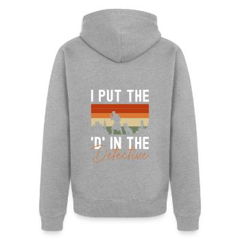 Privatdetektiv Hinweis Berufsdetektiv Geheimnis - Unisex Premium Bio Zip Hoodie - Grau meliert - Hinten - Nico (187cm)