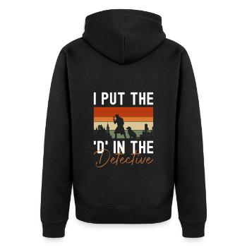 Privatdetektiv Hinweis Berufsdetektiv Geheimnis - Unisex Premium Bio Zip Hoodie - Schwarz - Hinten - Nico (187cm)