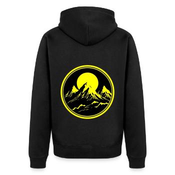 Berge Natur Mountains Silhouette - Unisex Premium Bio Zip Hoodie - Schwarz - Hinten - Nico (187cm)