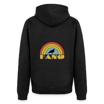 Fano, Denmark - Unisex Premium Organic Zip Hoodie - black - Back - Nico (187cm)