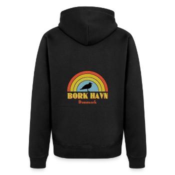 Bork Havn Dänemark - Unisex Premium Bio Zip Hoodie - Schwarz - Hinten - Nico (187cm)