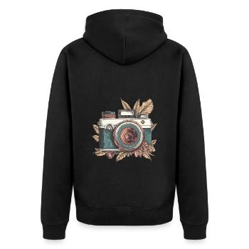 Cool Vintage Retro Camera Boho Style - Veste à capuche bio Premium Unisexe - noir - Dos - Nico (187cm)