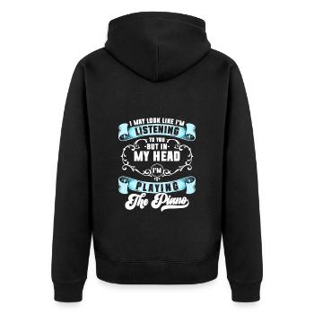 Pianist Piano Piano Player Music School - Unisex Premium Organic Zip Hoodie - black - Back - Nico (187cm)