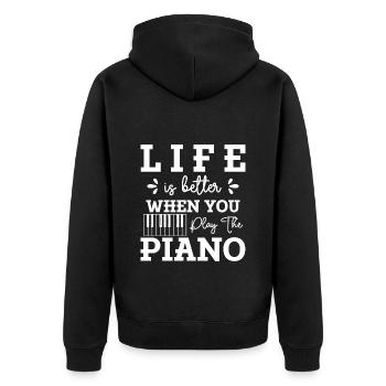 Pianiste Grand Piano Mélodie de musique classique - Veste à capuche bio Premium Unisexe - noir - Dos - Nico (187cm)