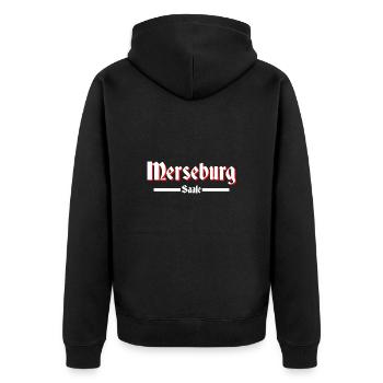 Merseburg - Unisex Premium Bio Zip Hoodie - Schwarz - Hinten - Nico (187cm)