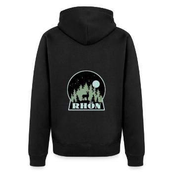 Rhön - Unisex Premium Bio Zip Hoodie - Schwarz - Hinten - Nico (187cm)