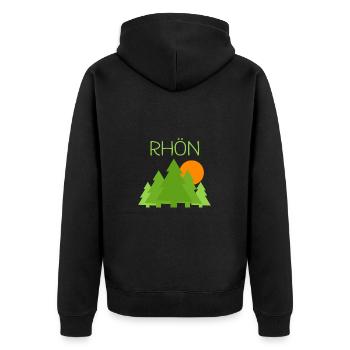 Rhön - Unisex Premium Bio Zip Hoodie - Schwarz - Hinten - Nico (187cm)