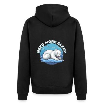 Brauchen Sie Mehr Schlaf Eisbär - Unisex Premium Bio Zip Hoodie - Schwarz - Hinten - Nico (187cm)