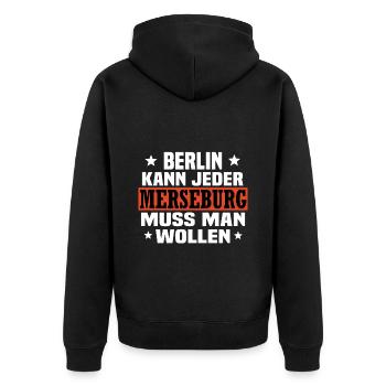 Merseburg - Unisex Premium Bio Zip Hoodie - Schwarz - Hinten - Nico (187cm)